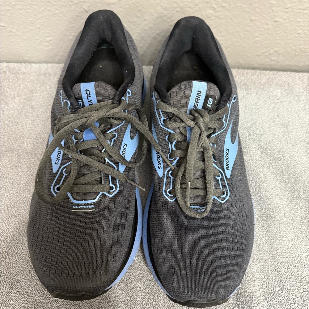 Brooks Glycerin 18 Women’s 7.5 2A Gray Blue Athletic Running Sneakers Shoes